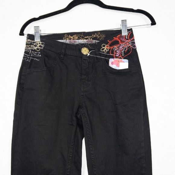 NWT Desigual Black Embroidered Port Pants Size 0 - Picture 4 of 13